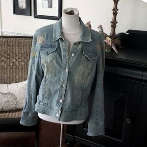 Vintage 80's Live a Little embroidered denim jacket